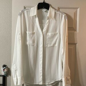 Express white slim portofino button front blouse shirt size small NWOT